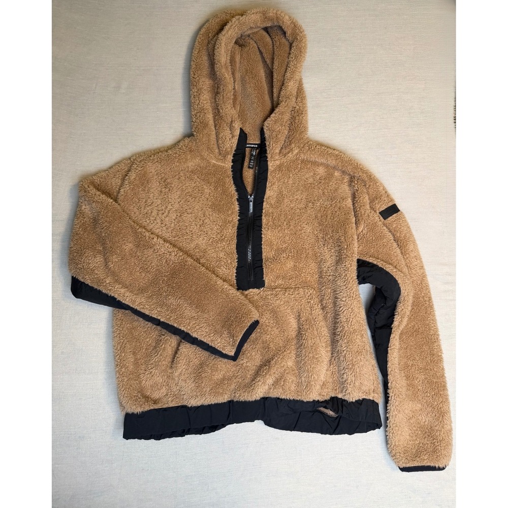 Calvin Klein Performance Sherpa Teddy Hoodie Pullover Brown Medium EUC